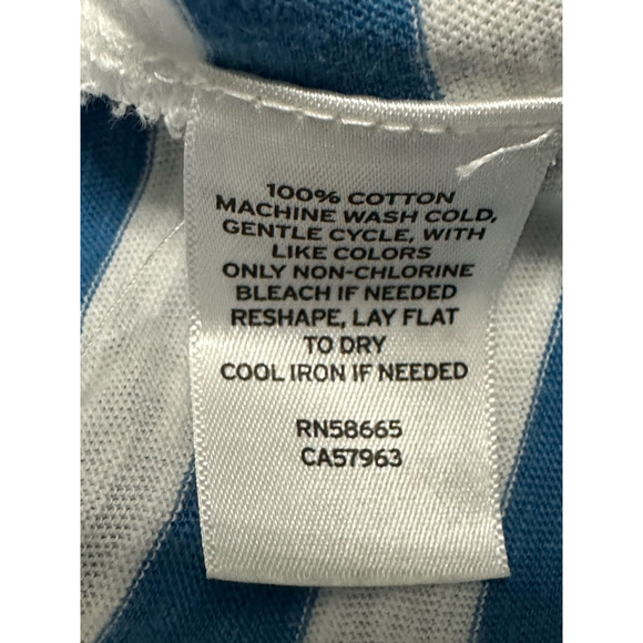 Caslon Cap Sleeves Blouse Round Neck Keyhole Striped Blue White Women's S NWOT - Picture 8 of 8